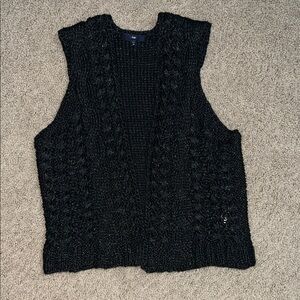 GAP Navy Metallic Cable Knit Sweater Vest